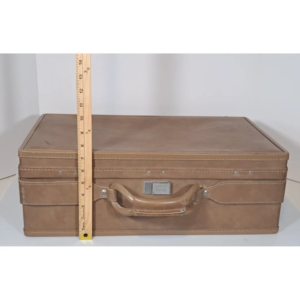 Vintage Hartmann Luggage Tan Hard Shell Suitcase Mid-Century Modern 21 Inch